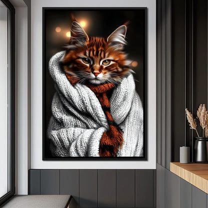 Warm Feline Elegance Wrapped Canvas Wall Art