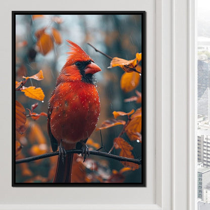 Autumn Cardinal's Perch Canvas Wall Art