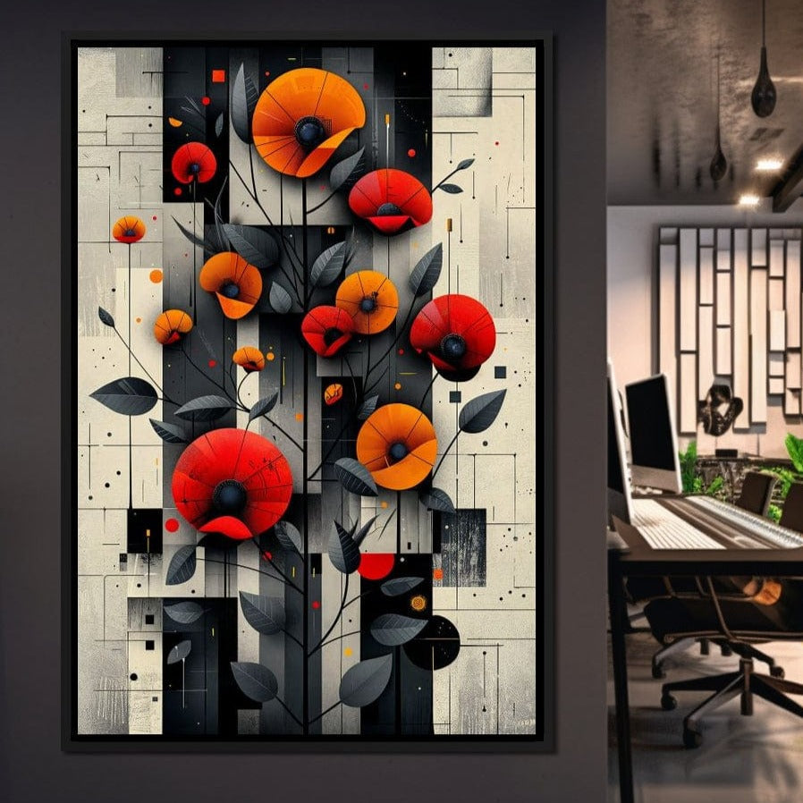 Spectral Monochrome Blooms Canvas Wall Art