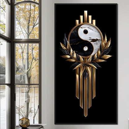 Golden Yin Yang Marble Elegance Canvas Wall Art