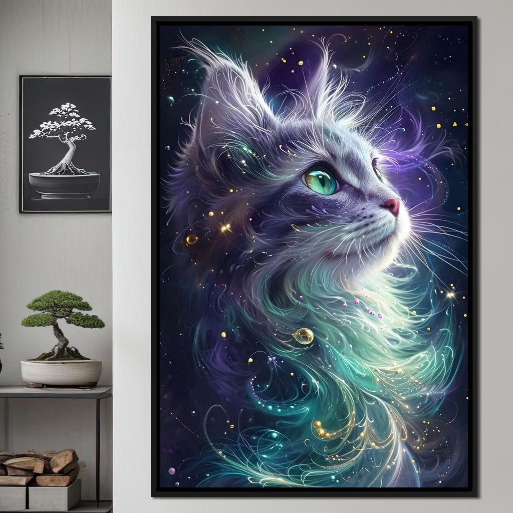 Starlit Feline Nebula Dreams Canvas Wall Art
