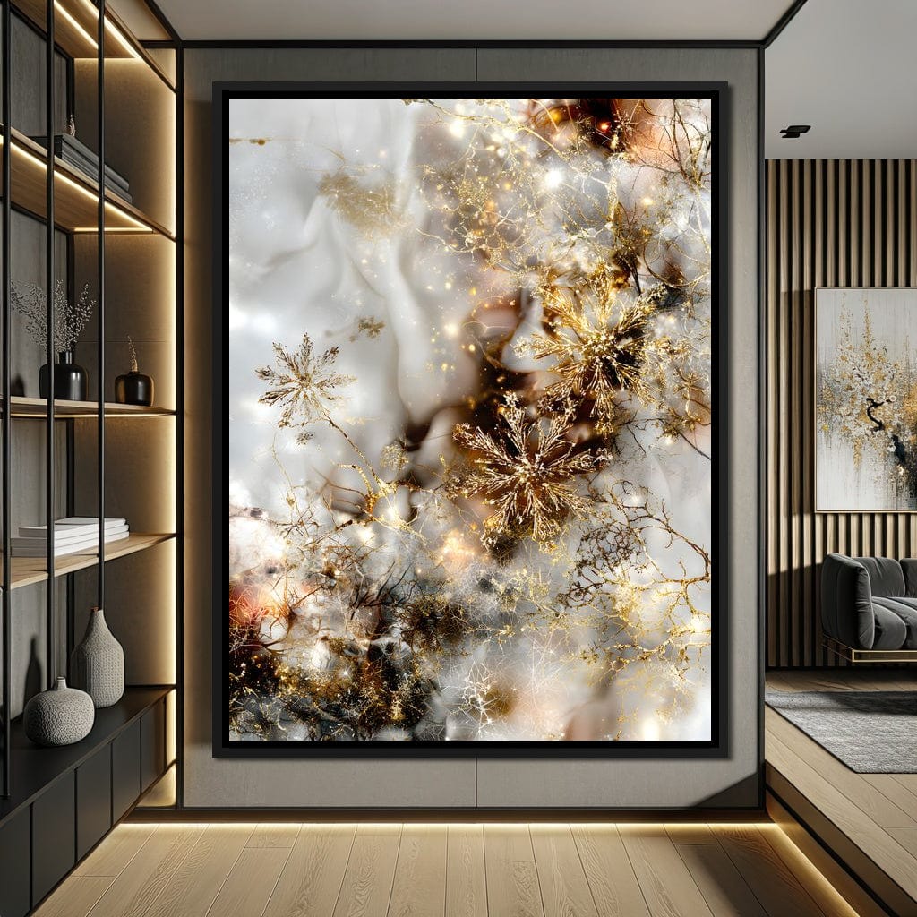Golden Snowflake Reverie Canvas Wall Art