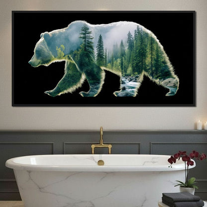 Forest Bear River Silhouette Canvas Wall Art