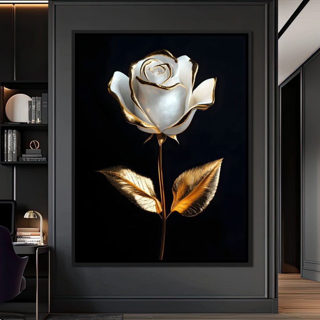 Golden Elegance Blossom Canvas Wall Art