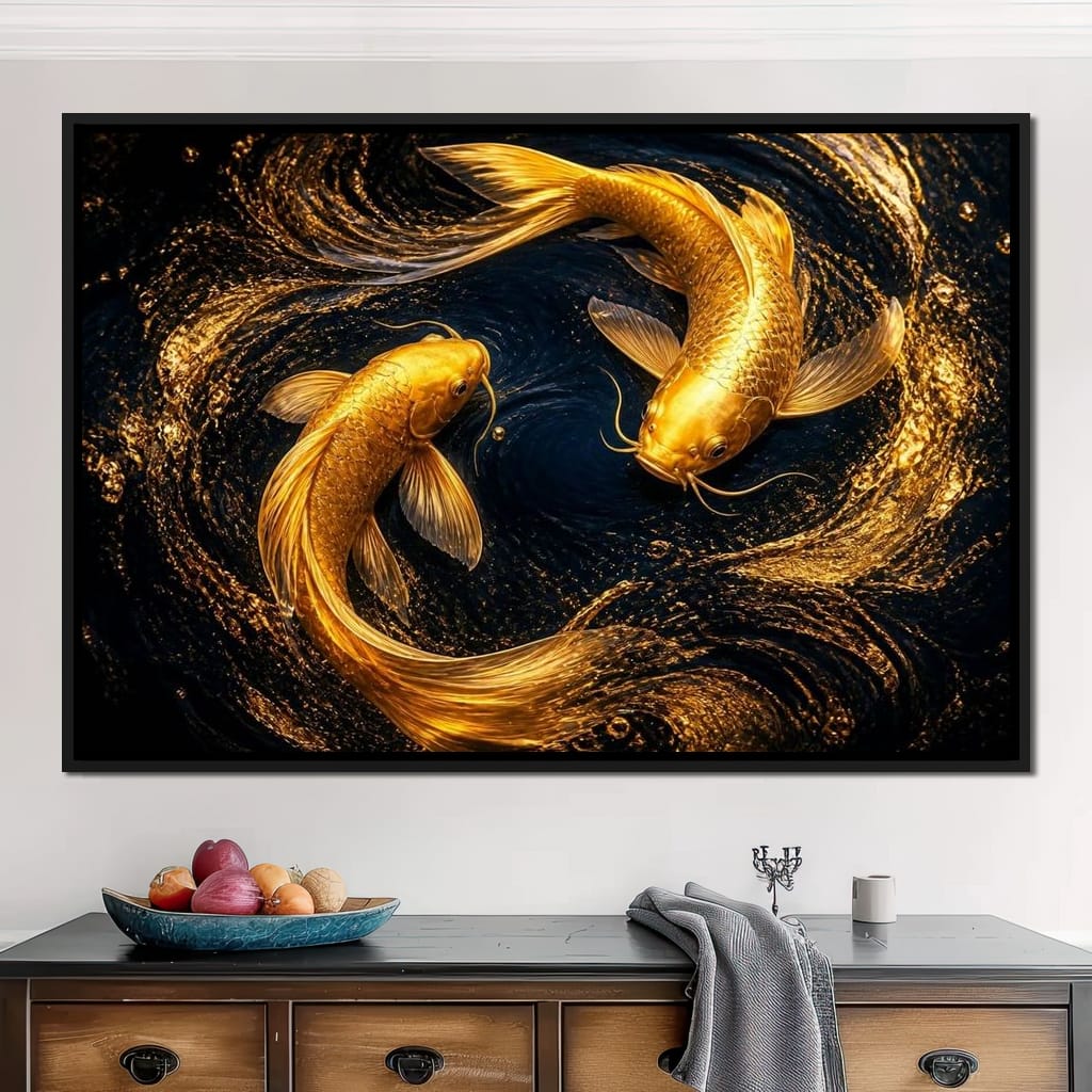 Koi Gold Current Canvas Wall Art