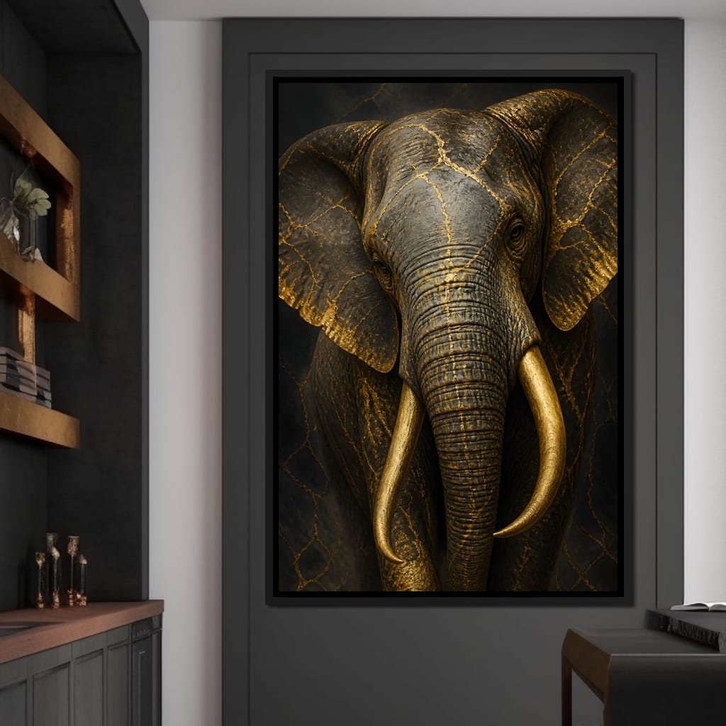 Elephant Gilded Wisdom Canvas Wall Art