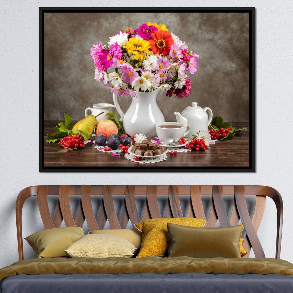 Flowers, Fruits, Chocolate & Coffee Canvas Wall Art