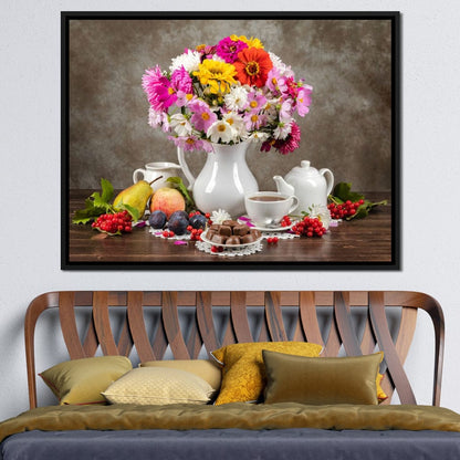 Flowers, Fruits, Chocolate & Coffee Canvas Wall Art