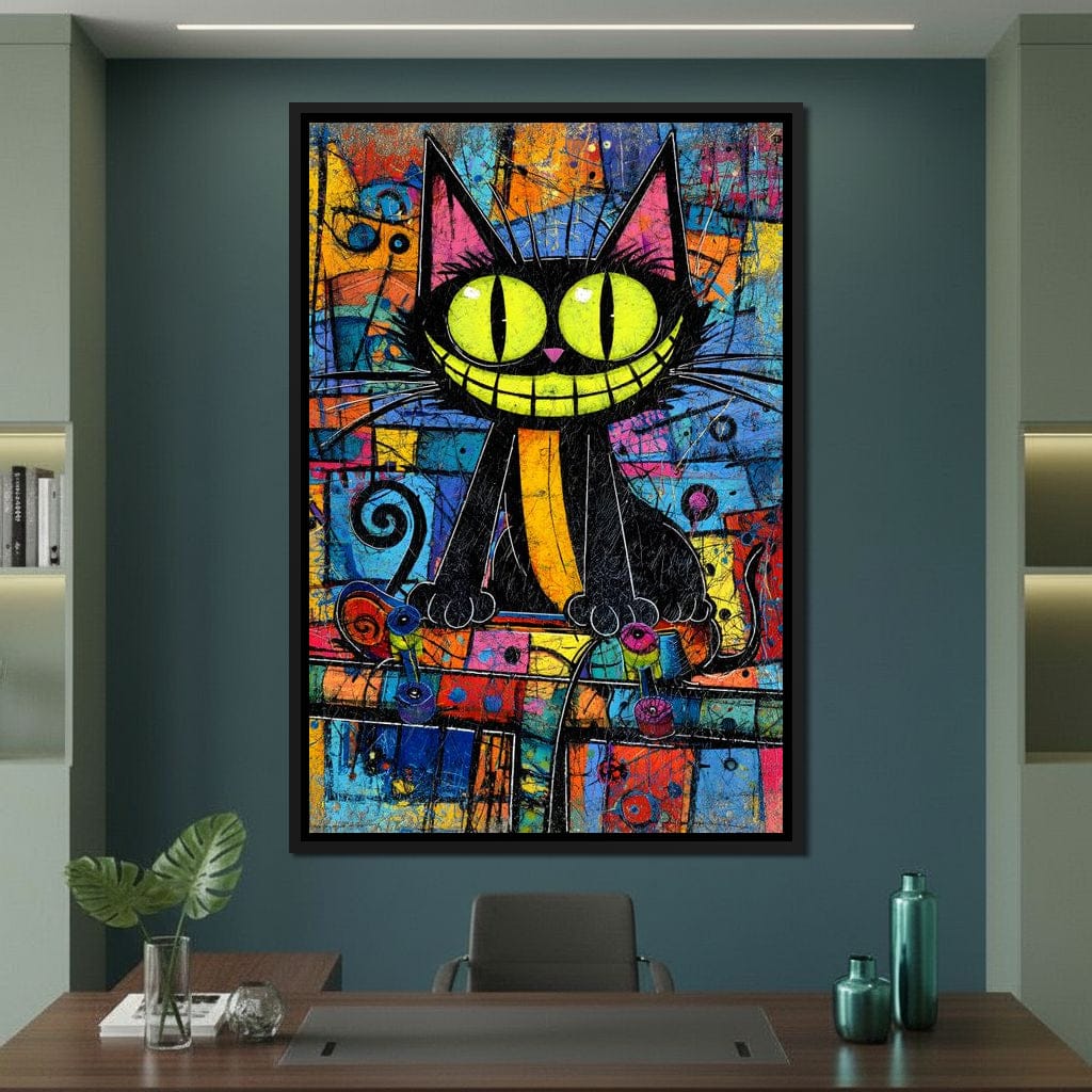 Neon Grin Alley Cat Pop Canvas Wall Art