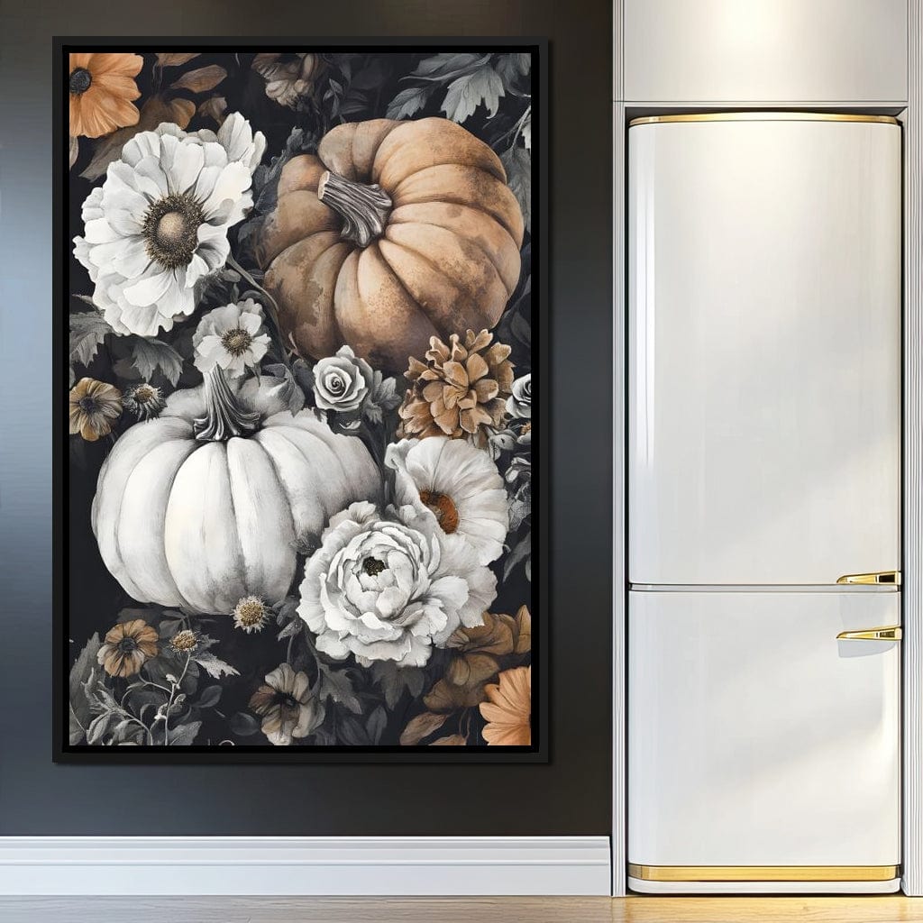 Autumn Pumpkin Floral Reverie Canvas Wall Art