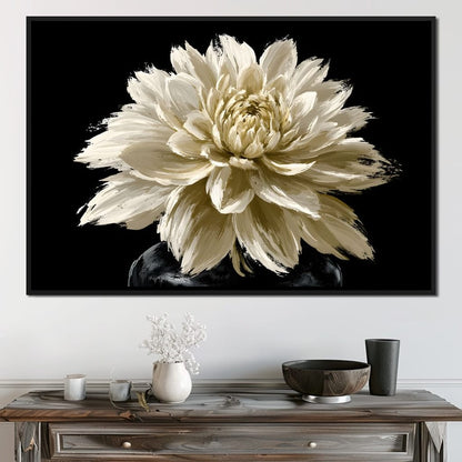 Pale Petals Held Against The Void Canvas Wall Art