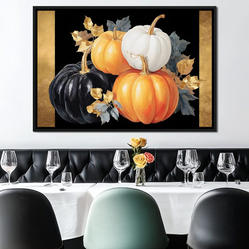 Golden Pumpkin Harvest Harmony Canvas Wall Art
