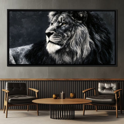 Somber Lion Canvas Wall Art