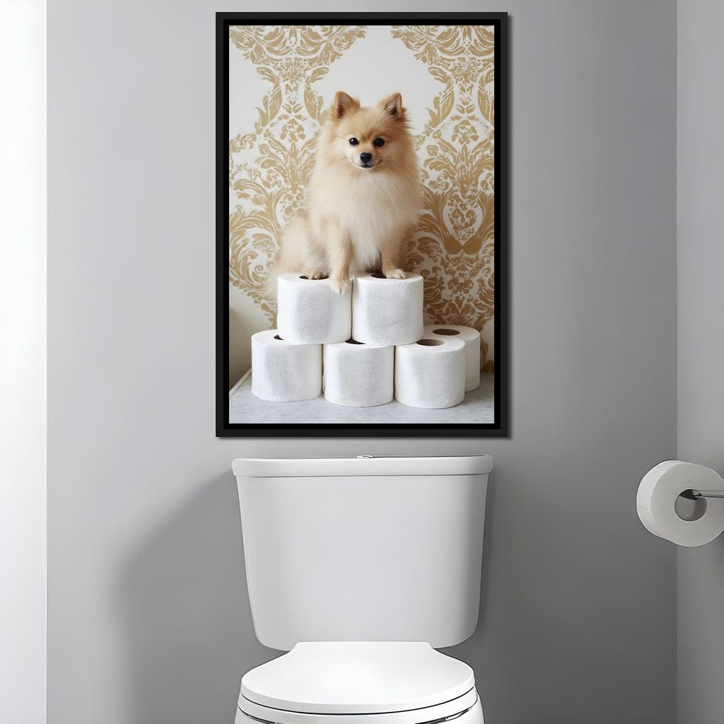 Pomeranian Toilet Tissue Throne Canvas Wall Art