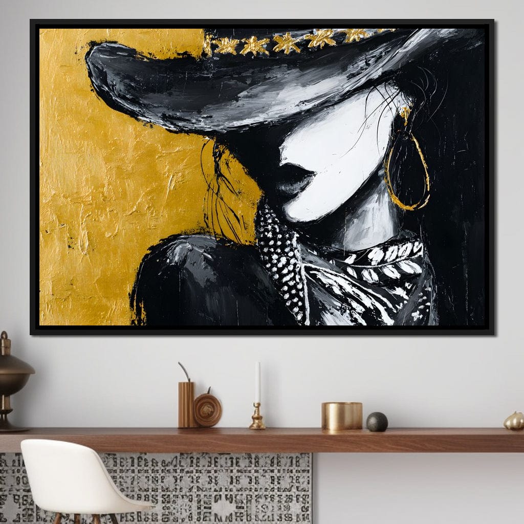 Golden Outlaw Shadow Portrait Canvas Wall Art