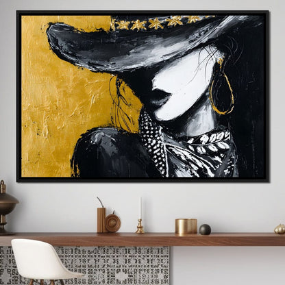Golden Outlaw Shadow Portrait Canvas Wall Art