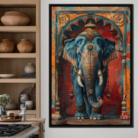 Majestic Sapphire Elephant Canvas Wall Art