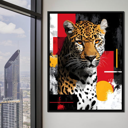 Modern Leopard Portrait Noir Gold Canvas Wall Art