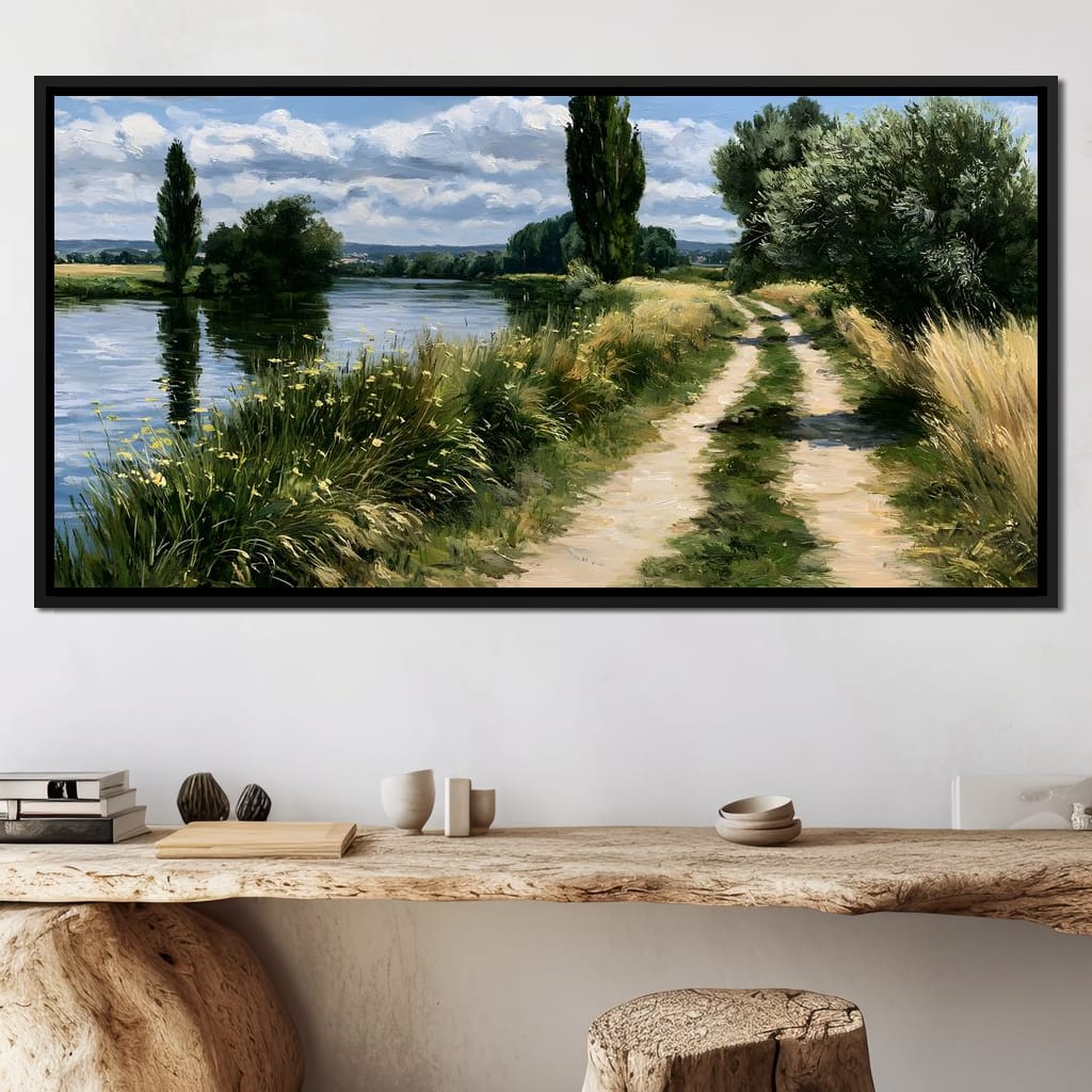 Walking Towards The Summer Riverbank Canvas Wall Art