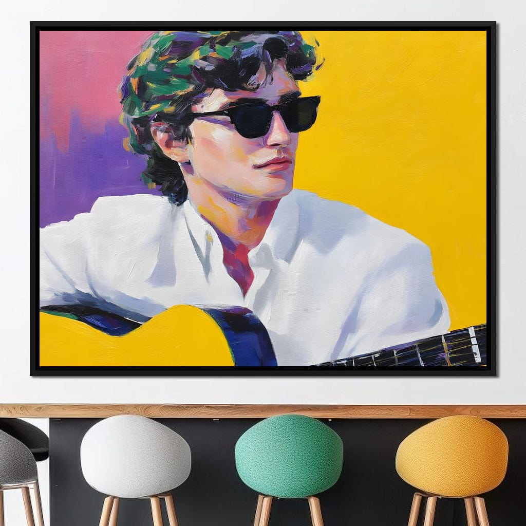 Vibrant Guitarist Sunlit Groove Canvas Wall Art