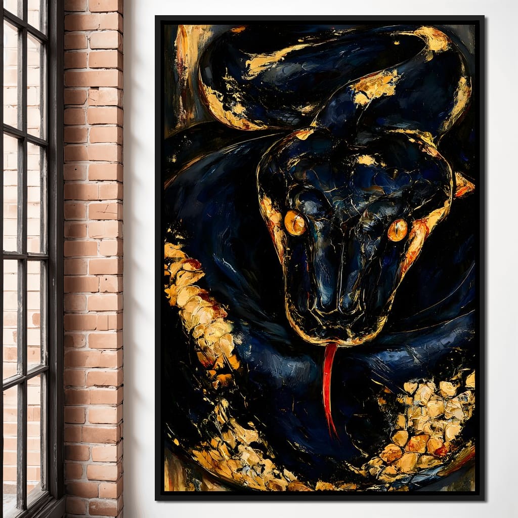 Gilded Coil Of Midnight Power Canvas Wall Art