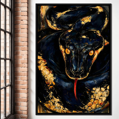 Gilded Coil Of Midnight Power Canvas Wall Art