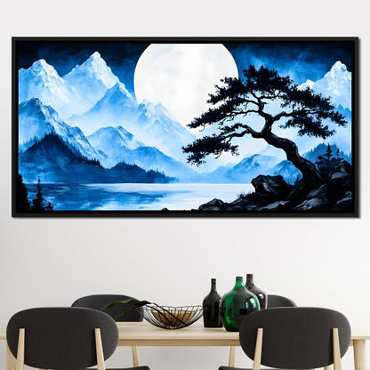 Moonlit Tranquil Peakscape Canvas Wall Art