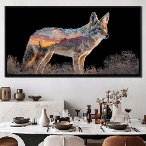 Desert Coyote Sunset Vista Canvas Wall Art