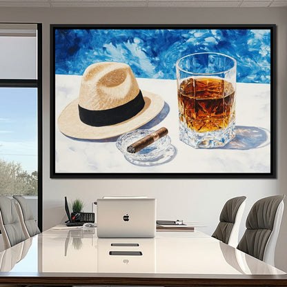 Cigar by the Pool Canvas Wall Art