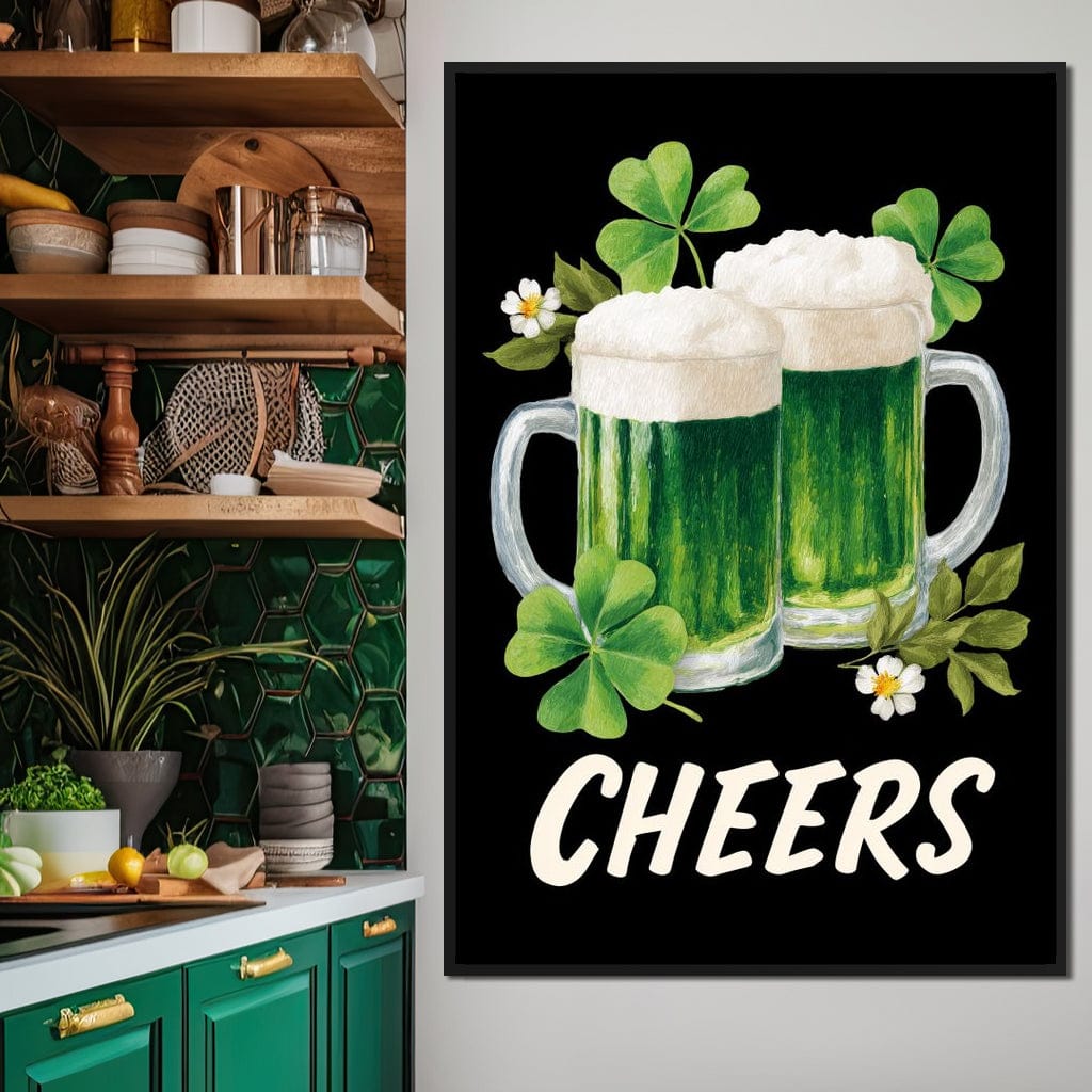 Lucky Clover Beer Cheers Canvas Wall Art