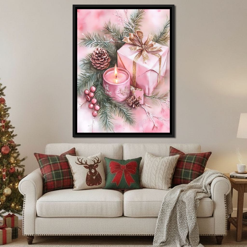 Festive Pine Gift Candle Radiance Canvas Wall Art