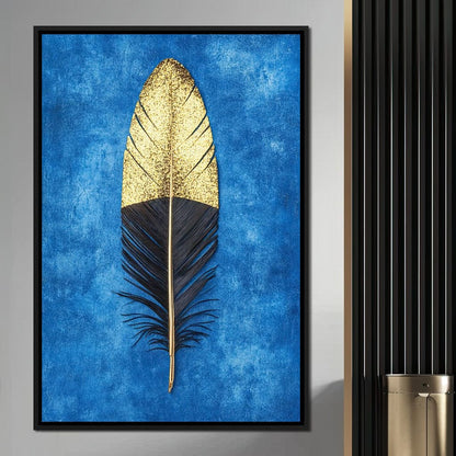Golden Plume Harmony Canvas Wall Art