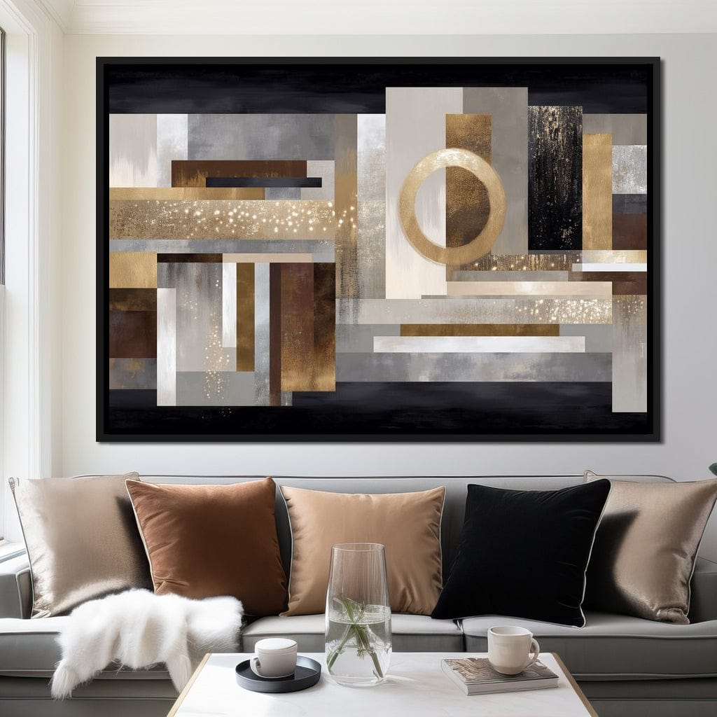 Gilded Geometry Nightfall Canvas Wall Art