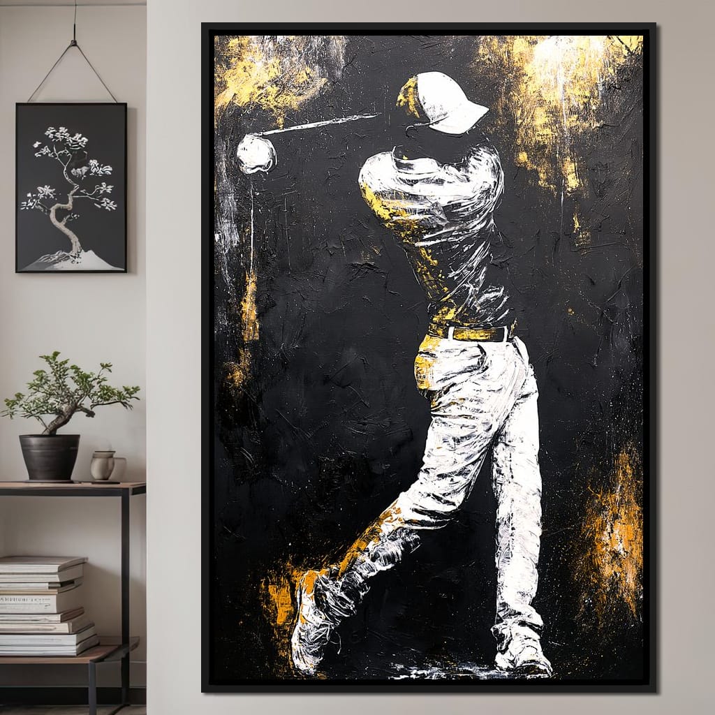 Golf Profile in Black Canvas Wall Art