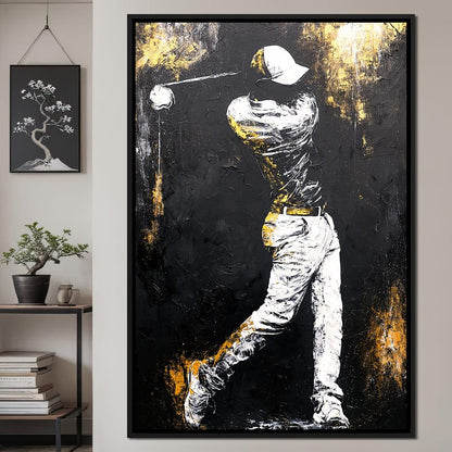 Golf Profile in Black Canvas Wall Art