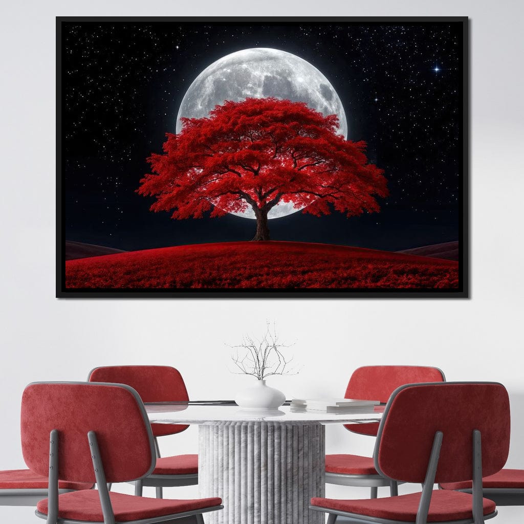 The Crimson Moon Tree Canvas Wall Art