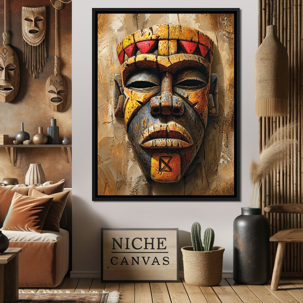 Ancient Tribal Mask Vibrance Canvas Wall Art
