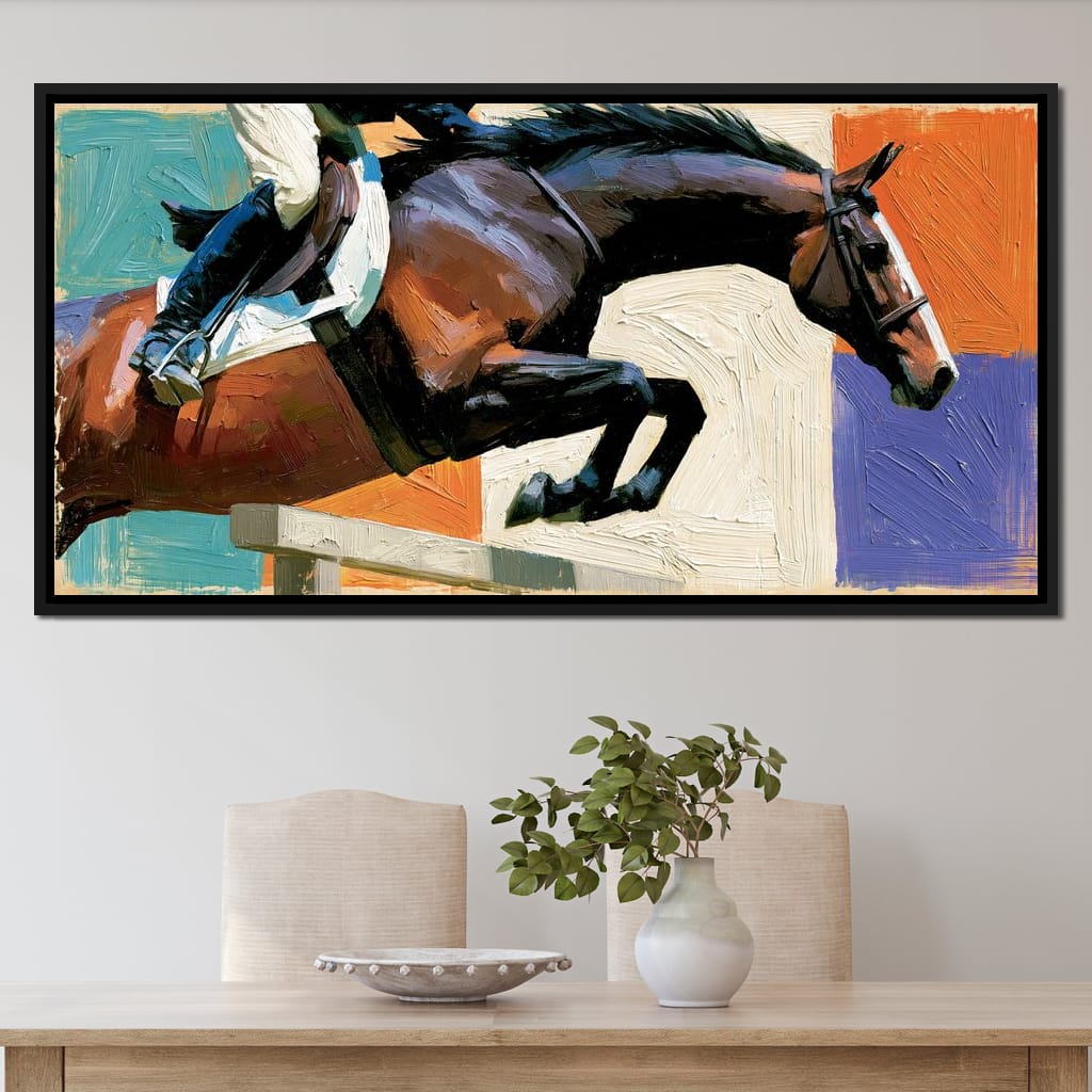 Leaping Over The Painted Square Canvas Wall Art