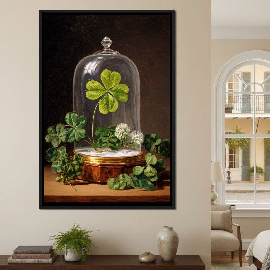 Lucky Clover Glass Dome Canvas Wall Art