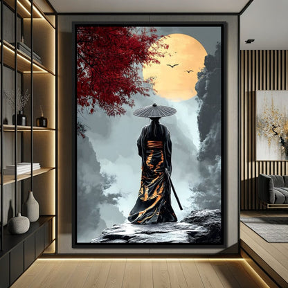 Samurai Moonlight Reverie Canvas Wall Art