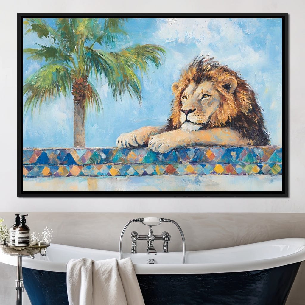 Lion Oasis Tranquility Canvas Wall Art
