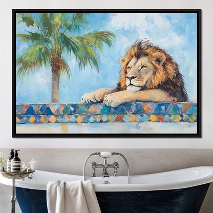 Lion Oasis Tranquility Canvas Wall Art