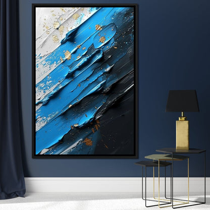 Sapphire Currents Goldleaf Flow Canvas Wall Art