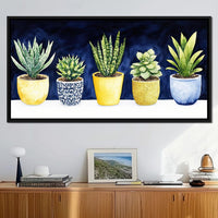 Succulent Symphony in Pots Canvas Wall Art