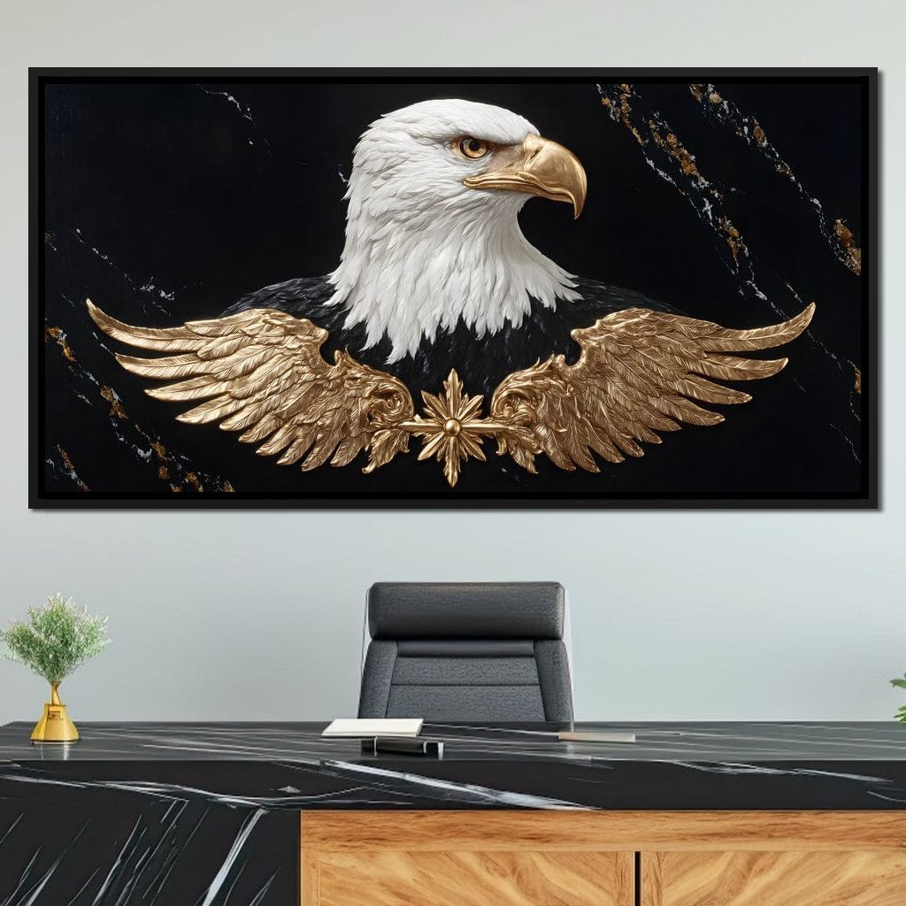 Golden Eagle Majesty Marble Canvas Wall Art