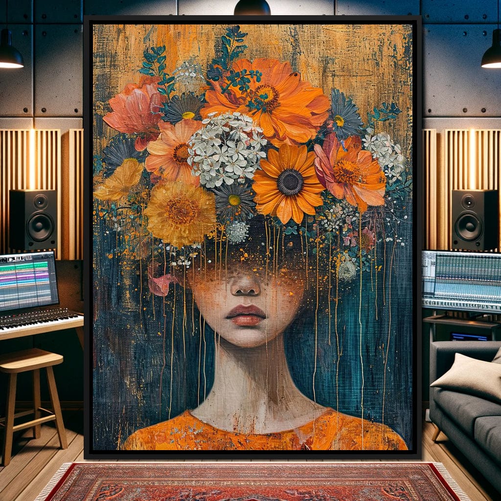 Blossoming Silence Dripping Gold Canvas Wall Art