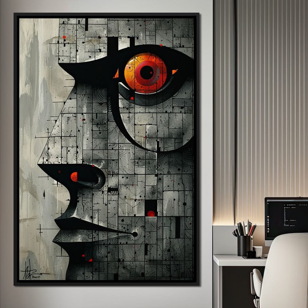Enigmatic Gaze Fractal Mosaic Canvas Wall Art