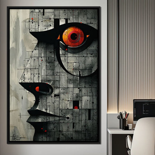 Enigmatic Gaze Fractal Mosaic Canvas Wall Art