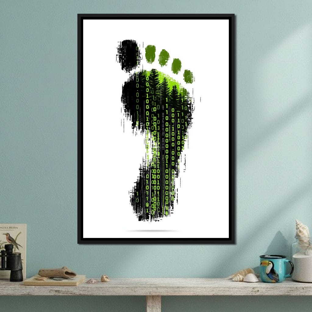 Digital Forest Footprint Code Canvas Wall Art