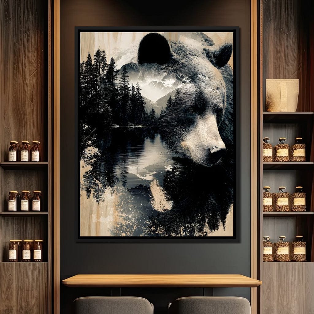 Wild Pines Bear Reflection Canvas Wall Art